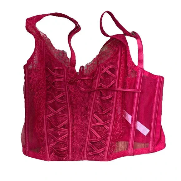 VICTORIA'S SECRET "Dream Angels" ~ New! Valentine Red Corset Bralette Top NWT S - Picture 1 of 5